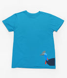 Cassowary Head Hem Print Adults T-Shirt (Aqua)