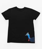 Cassowary Head Hem Print Adults T-Shirt (Black)