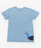 Cassowary Head Hem Print Adults T-Shirt (Light Blue)