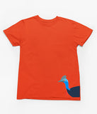 Cassowary Head Hem Print Adults T-Shirt (Orange)