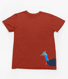 Cassowary Head Hem Print Adults T-Shirt (Rust)