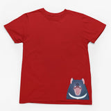 Tasmanian Devil Hem Print Adults T-Shirt (Dark Red)