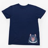 Tasmanian Devil Hem Print Adults T-Shirt (Jr Navy)