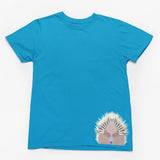 Echidna Face Hem Print Adults T-Shirt (Aqua)