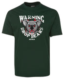 Warning Drop Bears Adults Koala T-Shirt (Bottle Green)