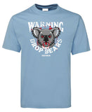 Warning Drop Bears Adults Koala T-Shirt (Light Blue)