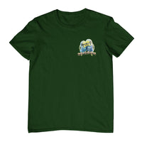Budgie Pair Left Chest Logo Adults T-Shirt (Bottle Green)
