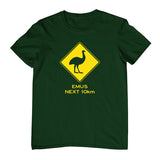Emu Road Sign Childrens T-Shirt (Bottle Green)