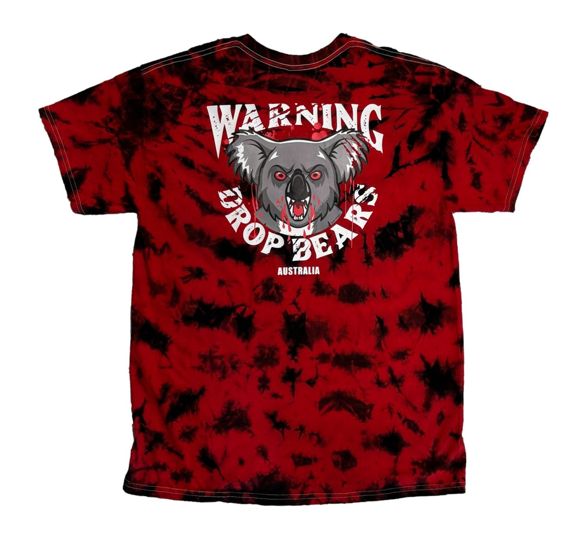 Drop Bears Double-Sided Crystal Wash Tie Dye T-Shirt (Red & Black