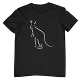 Line Art Kangaroo Childrens T-Shirt (Black)