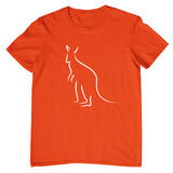 Line Art Kangaroo Childrens T-Shirt (Orange)