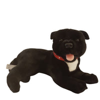 Laying Black Staffy Dog Plush Toy (35cm Long)