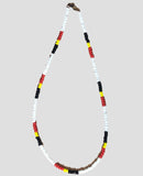 Aboriginal Pride Bead Necklace - Flag Colours with White Surrounds 