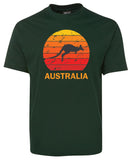 Kangaroo Sunset Australia Adults T-Shirt (Bottle Green)