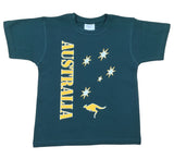 Green & Gold Aussie Sports T-Shirt (Childrens Sizes, Bottle Green)