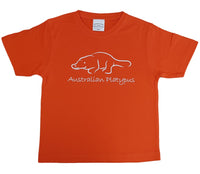 Line Art Platypus Childrens T-Shirt (Orange)