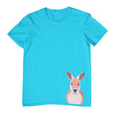 Kangaroo Hem Print Childrens T-Shirt (Aqua)