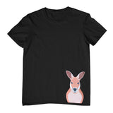 Kangaroo Hem Print Childrens T-Shirt (Black)