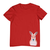 Kangaroo Hem Print Childrens T-Shirt (Dark Red)