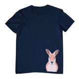 Kangaroo Hem Print Childrens T-Shirt (Jr Navy)