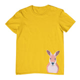 Kangaroo Hem Print Childrens T-Shirt (Yellow Gold)