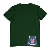 Tasmanian Devil Hem Print Childrens T-Shirt (Bottle Green)