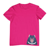 Tasmanian Devil Hem Print Childrens T-Shirt (Hot Pink)