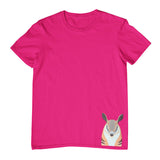 Numbat Face Hem Print Childrens T-Shirt (Hot Pink)