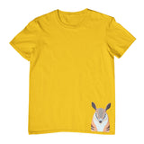 Numbat Face Hem Print Childrens T-Shirt (Yellow Gold)