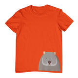 Wombat Face Hem Print Childrens T-Shirt (Orange)