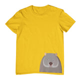 Wombat Face Hem Print Childrens T-Shirt (Yellow Gold)