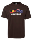 Australian & Aboriginal Flag Distressed Style Adults T-Shirt (Chocolate Brown)