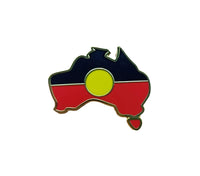 Aboriginal Flag Badge (Map of Australia Shape)