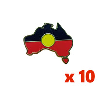 Aboriginal Flag Badge (Map of Australia Shape) - Pack of 10