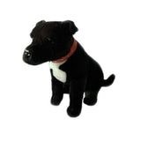 Sitting Black Staffy Dog Plush Toy (35cm) - Red Collar