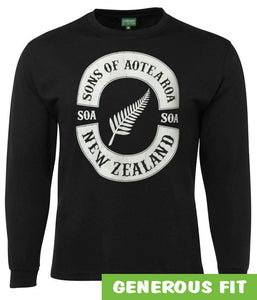 Sons of Aotearoa Silver Fern Longsleeve T-Shirt (Black)