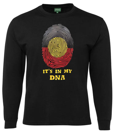 Aboriginal Flag In My DNA Longsleeve T-Shirt (Black) - Loose Fit