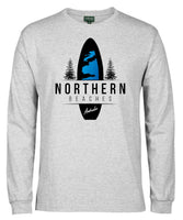 Northern Beaches Surfboard & Norfolk Pines T-Shirt (Snow Marle, Longsleeve)