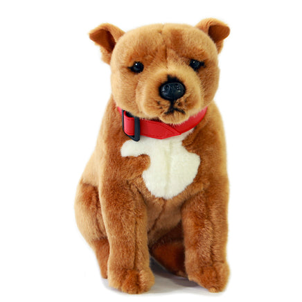 Sitting Brown/Tan Staffy Dog Plush Toy (35cm)
