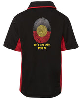 Aboriginal Flag In My DNA Sports Polo (Black with Red Sides, Adult Sizes)