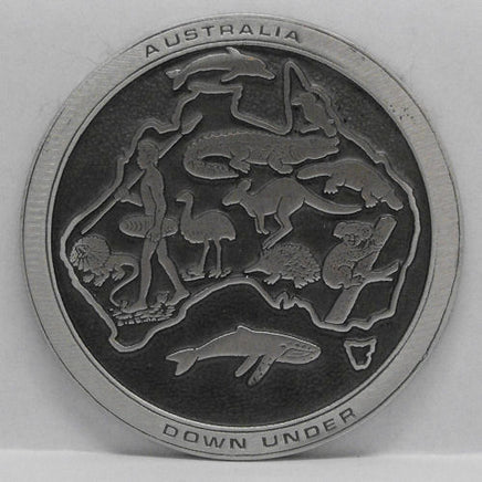 Australia Down Under Pewter Drink Coaster