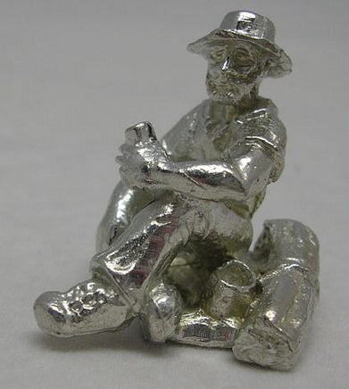 Sitting Australian Swagman Pewter Figurine (Small)