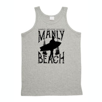 Surf Beaches of Manly Logo Mens Singlet (Marle Grey)
