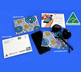 Turtle Dot Blue Aboriginal Art Microfibre Cloth & Postcard