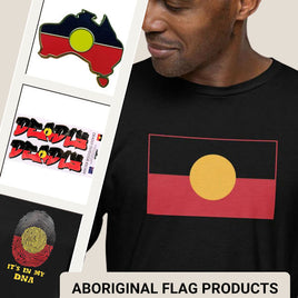 Our Collection of Aboriginal Flag Clothing, Badges, Stickers and Gifts