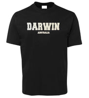 Darwin Australia Puff Print Adults T-Shirt (Black, Shortsleeve)