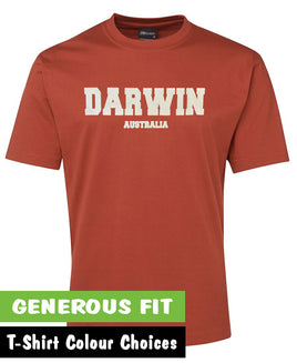 Darwin Australia Puff Print Adults T-Shirt (Various Colours, Shortsleeve Style)