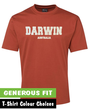 Darwin Australia Puff Print Adults T-Shirt (Various Colours, Shortsleeve Style)