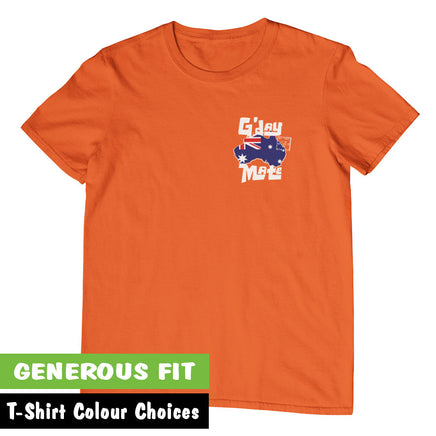 G'day Mate Stamp Left Chest Logo Adults T-Shirt (Various Colours)