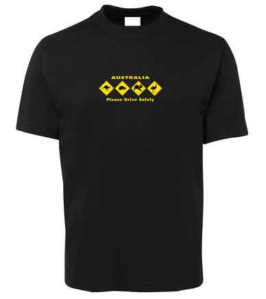 Australian Animal Road Signs Adults T-Shirt (Black)